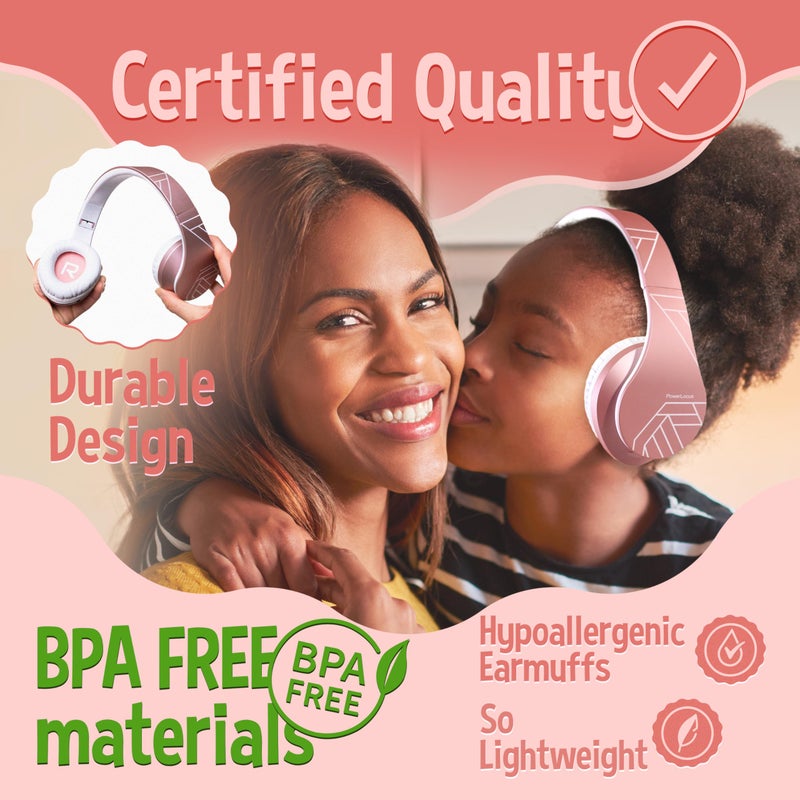 PowerLocus Kids Headphones Over-Ear, Bluetooth Wireless Headphones for Kids,with Microphone, Safe 85DB Volume Limited, Foldable with Carry Case, Audio Cable, Micro SD mode for Online Classes,PC,Phones - Image 3